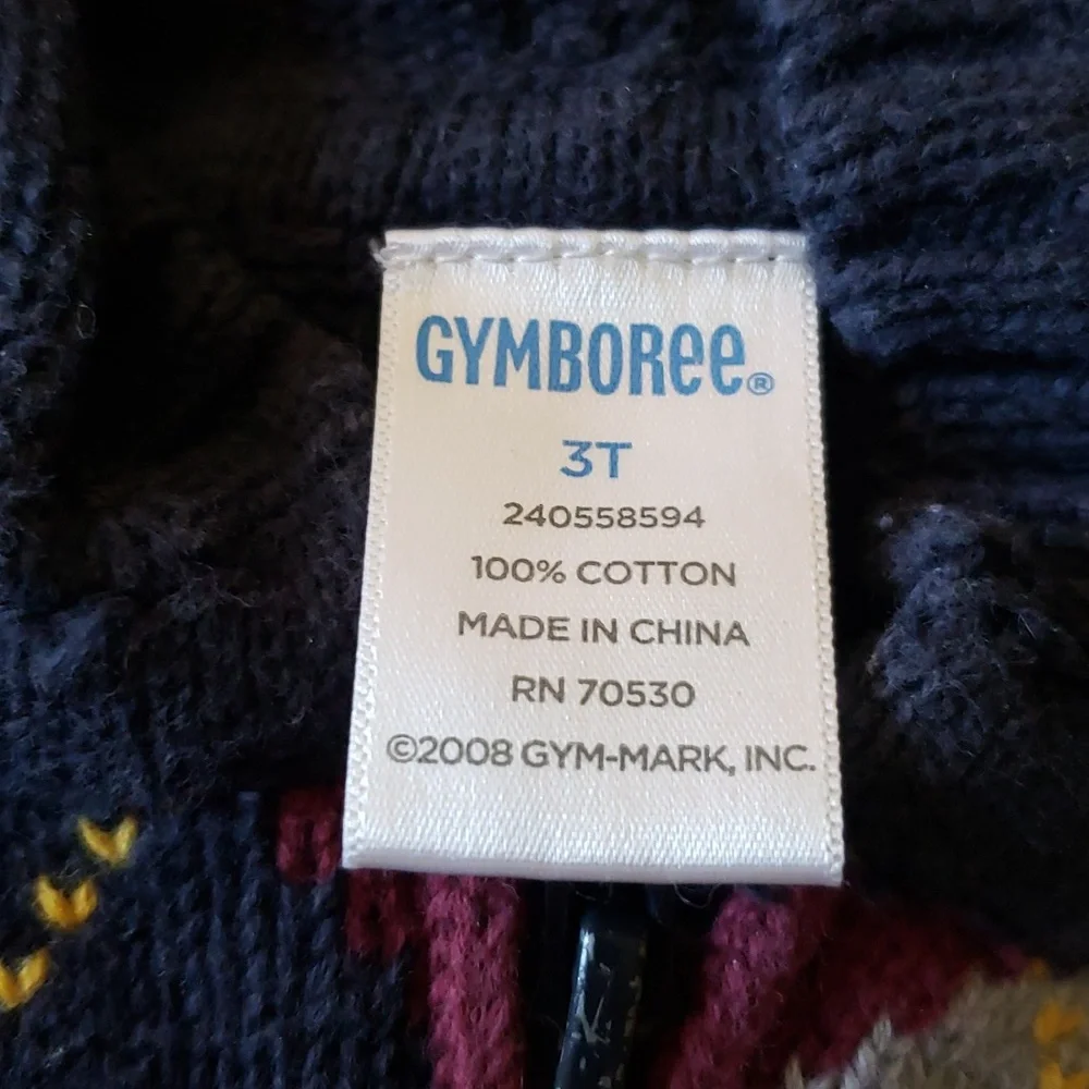 Gymboree Hooded Argyle Zip Front Sweater Sz 3T